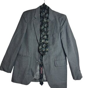 Vintage Jordache Gray Pinstripe Blazer 40R with‎ Evan Picone Tie